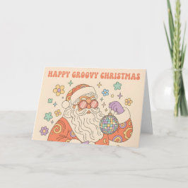 Cartão De Festividades Natal Alegre Papai Noel Retro Groovy 