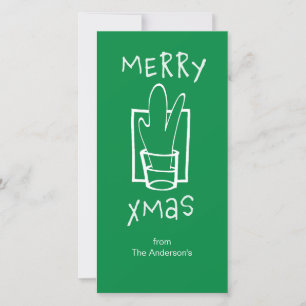 Cartão De Festividades Natal Alegre Verde e Branco