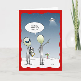 Cartão De Festividades Natal Alien Divertido OVNI Papai Noel Rudolph