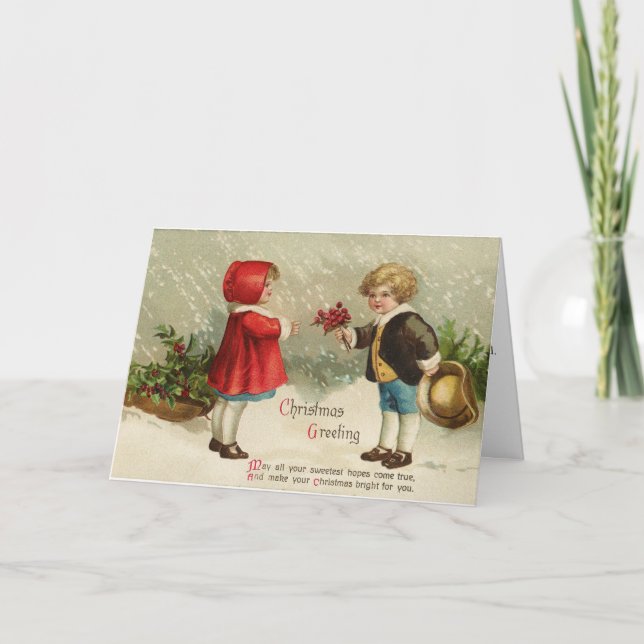 Cartão De Festividades Natal Antigo - Amigos Tornam o Natal Especial, (Frente)