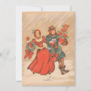 Cartão De Festividades Natal Antigo Casal Alegre