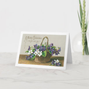 Cartão De Festividades Natal antigo, Flor