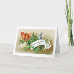 Cartão De Festividades Natal antigo, Flor