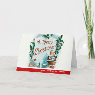Cartão De Festividades Natal Antigo Papai Noel Saudação Alegre