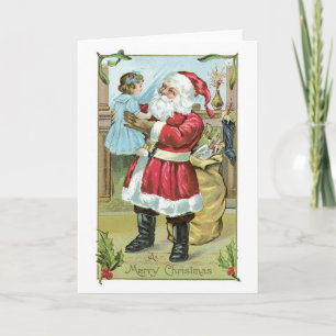 Cartão De Festividades Natal antigo, Papais noeis