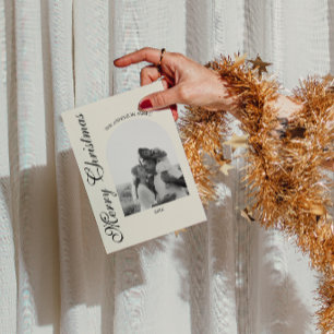 Cartão De Festividades Natal Antigo Preto E Branco Dinheiro Arquivado Fot