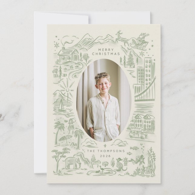 Cartão De Festividades Natal ao redor do mundo | Viajante das Festas (Frente)