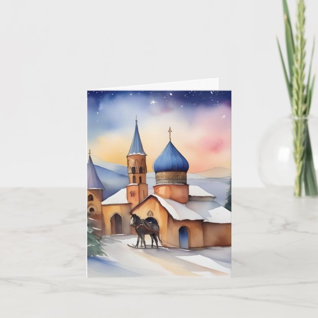 Cartão De Festividades Natal Armêniano B - 6 de Janeiro - Aquarela (Frente)