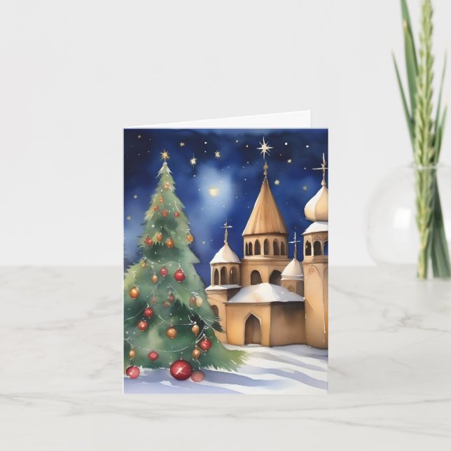 Cartão De Festividades Natal Armênio C - 6 de Janeiro - Aquarela (Frente)