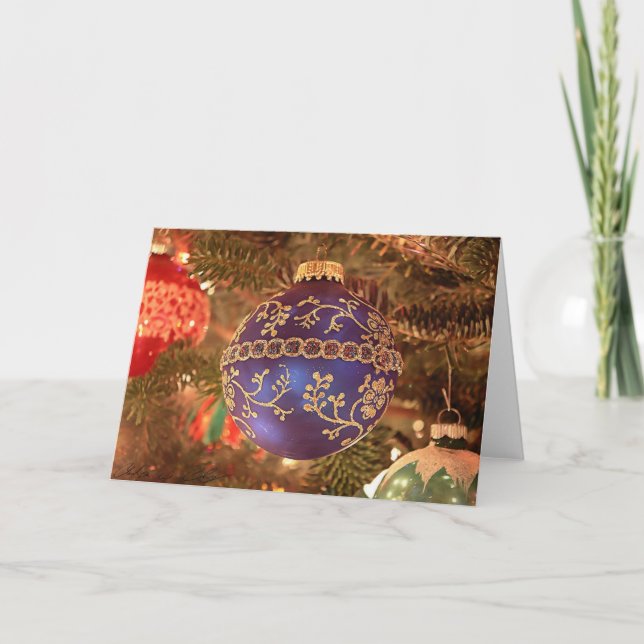Cartão De Festividades Natal azul (Frente)