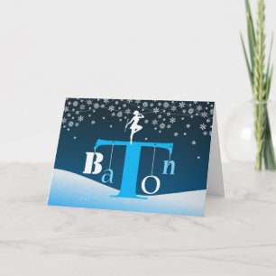 Cartão De Festividades Natal, Baton Twirling, Baton - Letra Arte Árvore