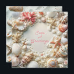 Cartão De Festividades Natal Beach Seas & Saudações<br><div class="desc">Belos conchas,  pérolas bonito,  estrelas-vivas e corais cor-de-rosa. Para aquelas pessoas sortudas que não precisam lidar com toneladas de neve e podem ir à praia no inverno.</div>