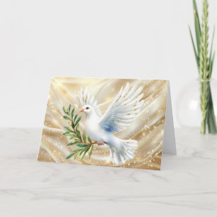 Cartão De Festividades Natal Beleza de Pombo Branco