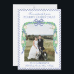 Cartão De Festividades Natal Blue Gingham Garland One Photo Vintage<br><div class="desc">Cartão de Feriado de Vintagem de Foto com Folhagem Azul Gingham Azul com Aquarela. Este belo Cartões de foto de Natal apresenta a aquarela da terra natalícia com arcos brancos e quadro para uma foto. É perfeito se você está procurando por Cartões de foto de Natal clássicos, sulistas, do milênio....</div>