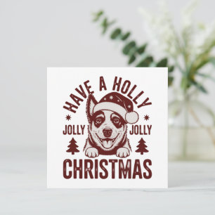 Cartão De Festividades Natal Blue Heeler Holly Jolly Mãe de Cachorro Vint