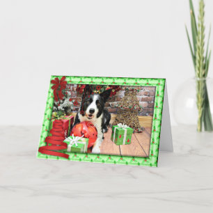 Cartão De Festividades Natal - border collie - Yaeger