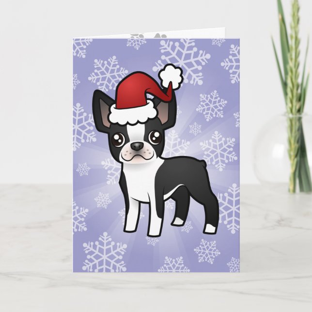 Cartão De Festividades Natal Boston Terrier (Frente)