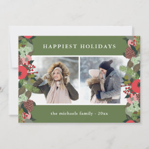 Cartão De Festividades Natal Botânico Natal Verde Natal Dois Foto