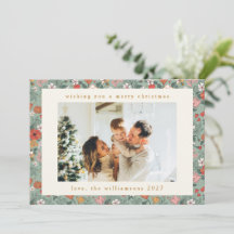 Natal Botânico Personalizado com 2 Fotos em Verde 