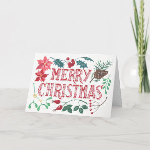 Cartão De Festividades Natal Botânico Tradicional