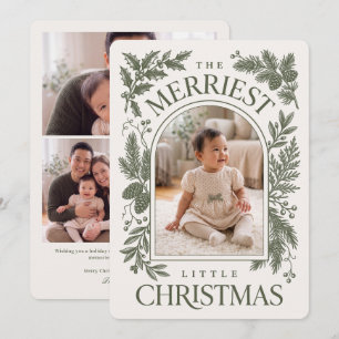 Cartão De Festividades Natal Botânico Verde Vintage Mais Alegre
