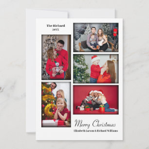 Cartão De Festividades Natal Branco Mínimo para Colagem de Fotos Moderna