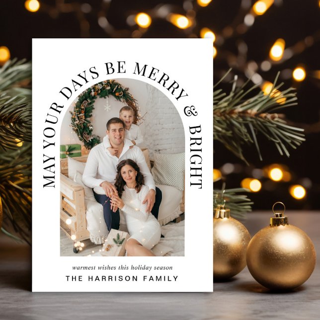 Cartão De Festividades Natal brilhante da Feliz de Fotografias de Arch (Share the love and warmth of the season with your personalized photo Christmas card)