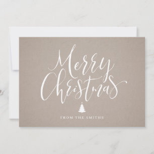 Cartão De Festividades Natal caligrafia manuscrita simples kraft