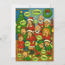 Cartão De Festividades Natal Caótico da Família Que Solta Pum