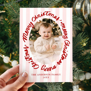 Cartão De Festividades Natal Caprichoso Manuscrito Feliz Natal Rosa 2 Fot