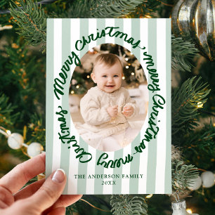 Cartão De Festividades Natal Caprichoso Manuscrito Feliz Natal Verde Foto