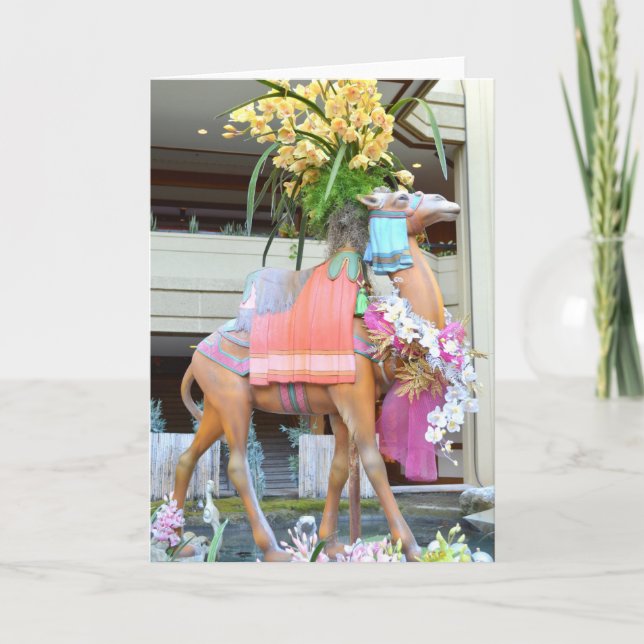 Cartão De Festividades Natal Carousel Camel (Frente)