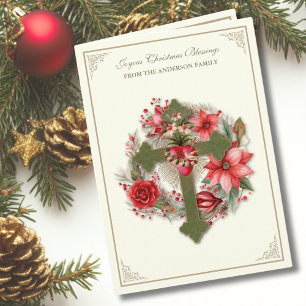Cartão De Festividades Natal Católico Virgem Maria Coração Poinsettias
