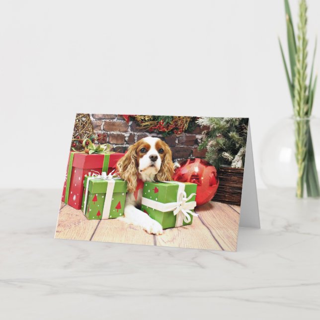 Cartão De Festividades Natal - Cavalier King Charles Spaniel - Poppy (Frente)