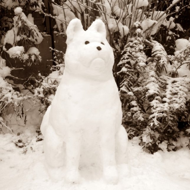 Cartão De Festividades natal cênico cênico de neve da akita snowman (Criador carregado)