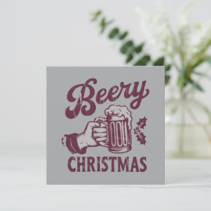 Cartão De Festividades Natal Cervejoso de Cerveja Vintage Festa de Natal
