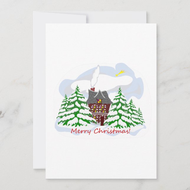 Cartão De Festividades Natal chegando à casa da família (Frente)