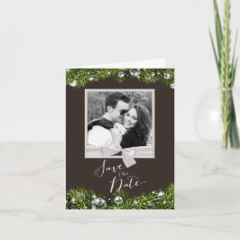 Cartão De Festividades Natal Chic Salve o Encontro com Verdes de Natal