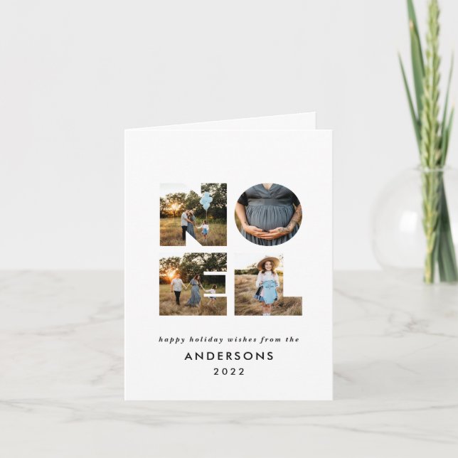 Cartão De Festividades Natal Christmas negrito moderno 4 foto simples Fer (Frente)