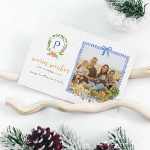 Cartão De Festividades Natal Citrino Botânico Floral Foto de Férias