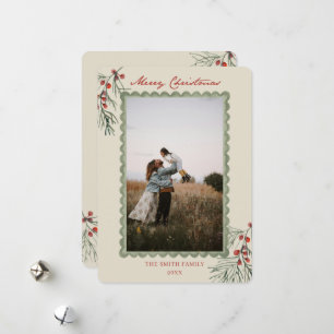 Cartão De Festividades Natal Clássico de Frutas Vermelhas