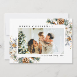 Cartão De Festividades Natal clássico simples e botânico elegante