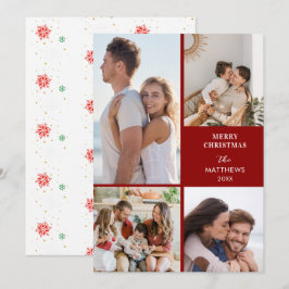 Cartão De Festividades Natal Colagem de Fotos Minimalista Moderna com Qua