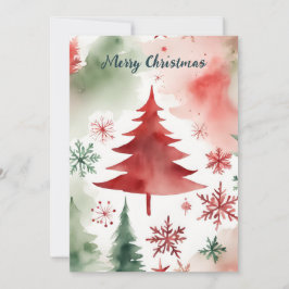 Cartão De Festividades Natal Colorido Minimalista da Aquarela