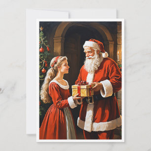 Cartão De Festividades Natal Colorido Vintage Rústico Alegre