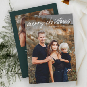 Cartão De Festividades Natal com 2 Fotos em Letra Manual Moderna