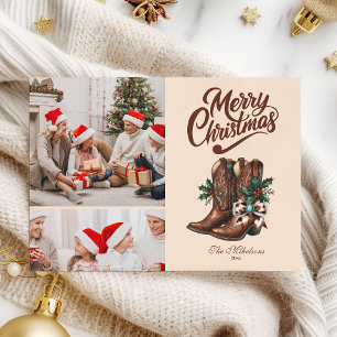 Cartão De Festividades Natal com Arco e Botas Ocidentais 2 Foto