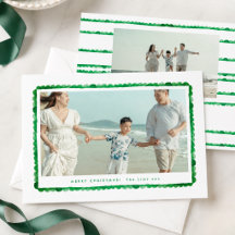 Natal com Foto da Família em Verde Escamado Prep