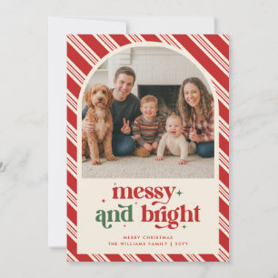 Cartão De Festividades Natal com Foto de Família Divertida e Desorganizad
