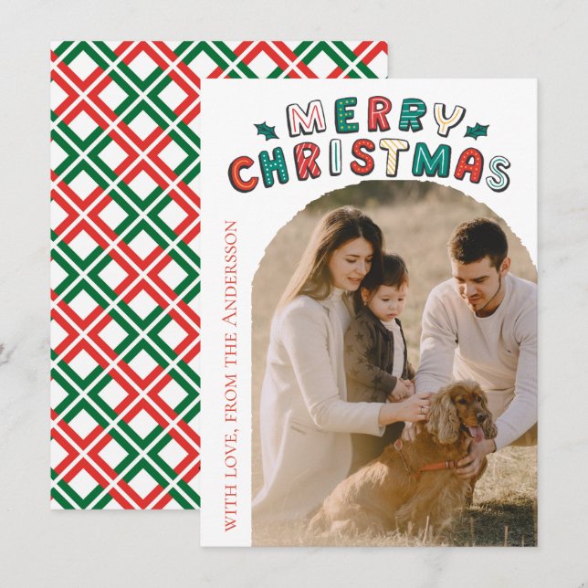 Cartão De Festividades Natal com Foto Moderna (Frente/Verso)